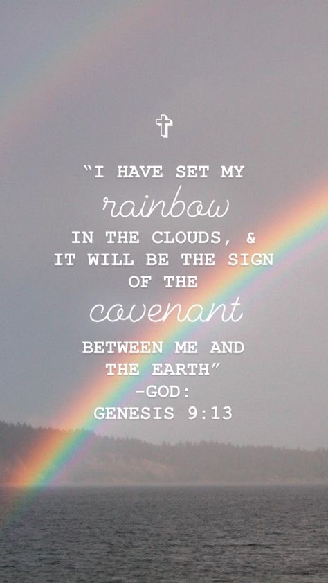 Rainbow Christian Wallpaper, God Rainbow Quotes, Christian Rainbow, Genesis 9 13, Woord Van God, Prayers Of Encouragement, Worship Quotes, When Life Gets Hard, Cutie Quote