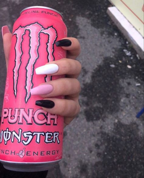 Monster Nails, Pink Monster, Monster Energy Drink, Edgy Nails, Simple Acrylic Nails, Nails Pink, Energy Drink, Dream Nails, Fire Nails