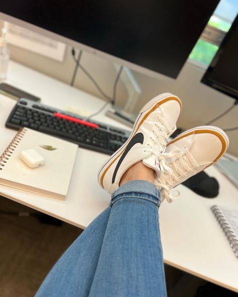 When you’re balancing work and life, sometimes you just need to kick back with some comfy sneaks and take a breather! #WorkingMom #OfficeLife #SneakerStyle Comment SHOP below to receive a DM with the link to shop this post on my LTK ⬇ https://liketk.it/4ML7y Nike // women’s Nike // workwear // work shoe // office shoes // casual outfit // teacher outfit #ltkfindsunder50 #ltksalealert #ltkshoecrush Nike Court Legacy Next Nature, Professional Sneakers, Nike Court Legacy, New Balance Outfit, Work Shoe, Teacher Outfit, Office Shoes, Nike Shoes Women, Comfy Shoes