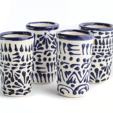 PRICES MAY VARY. ❤️ HANDMADE WITH LOVE: Our Talavera Shot Glasses is made by Mexican artisans from central east region of Mexico ⭐ STURDINESS: Set of 4 Talavera Shot Glasses. Made of high-quality ceramic LEAD-FREE, Majolica ceramic shot glass. Each shot glass is unique and will be slightly different from the pictures 🎁 GIFTABLE: Our Mexican Talavera Shot Glasses are perfect for everyday use or special occasions: Weddings, Bachelor Party, Housewarming Gift, Anniversaries, Graduation, Birthdays, Blue China Print, Talavera Wedding, Mexican Tequila, Mexican Party Decorations, Mexican Crafts, Tequila Shots, Wedding Venue Decorations, Mexican Talavera, Authentic Mexican