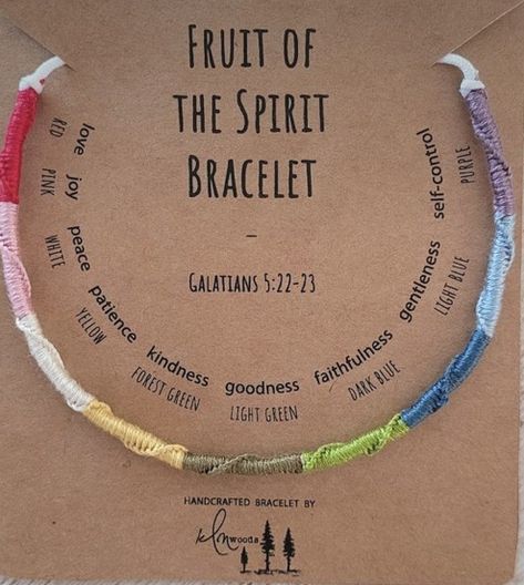 Fruit of the Spirit Bracelet is a faith based bracelet that uses God’s colors for the fruit of the spirit. Fruit Of The Spirit Bracelet, Survival Kit From God, Christian Bracelets, Tanah Liat, Bracelet Craft Diy, Diy Bracelet Designs, Fruit Of The Spirit, Christian Jewelry, Fun Diy Crafts