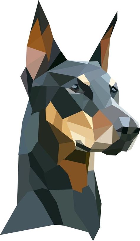 Lowpoly Art, Geometric Art Animal, Wpap Art, Doberman Dog, Polygon Art, 강아지 그림, Geometric Drawing, Low Poly Art, Geometric Animals