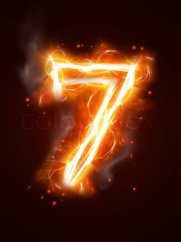 The number 7 Number Seven, Number 7, Black Background, Orange, Black