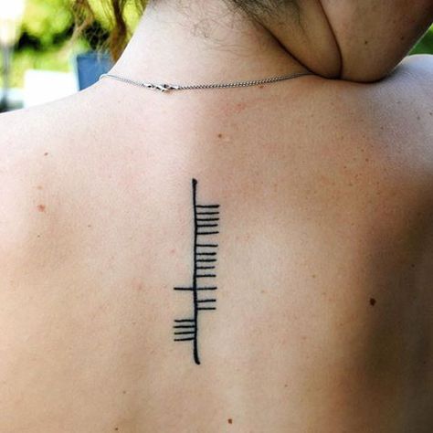 Here we have another ogham tattoo on the centre upper back reading clann in Irish Gaelic.  The word clan (one n) in English is derived from the Gaelic clann (two n’s), though it holds a slightly different meaning.  English definition of clan A group of people all descended from a common ancestor, in fact or belief. A … Continue reading Another ogham tattoo on the upper back “clann” Irish Gaelic Tattoo, Tattoo Irish, Ogham Tattoo, Irish Ogham, Gaelic Tattoo, Writer Tattoo, Ireland Tattoo, Native Tattoos, Irish Tattoos