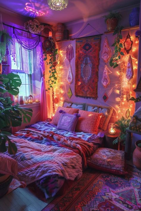 29 Boho Witchy Bedroom Ideas to Create a Dreamy Space Indie Bedroom Aesthetic, Boho Witchy Bedroom, Spiritual Bedroom, Hippy House, Witchy Bedroom Ideas, Hippy Bedroom, Hippie Bedroom Decor, Witchy Bedroom, Energy Alignment