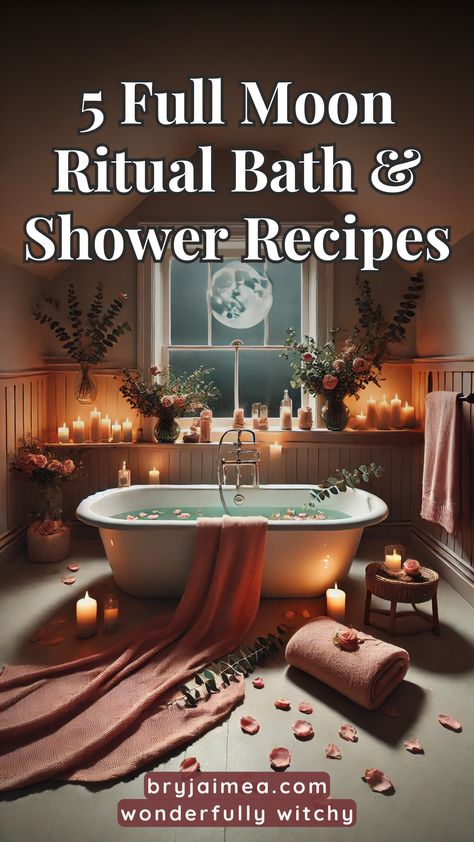 Looking for full moon rituals? This article shares 5 bath and shower recipes to help you cleanse, recharge, and align with lunar energy. Using herbs, salts, and essential oils like lavender and rosemary, these rituals are perfect for releasing negativity and setting powerful intentions during the full moon. New Moon Shower Ritual, Full Moon Shower Ritual, Moon Bathing, Full Moon Bath, Shower Recipes, Bath Rituals, Full Moon Rituals, Shower Meditation, Lunar Energy