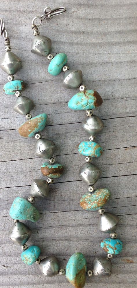 Turquoise Jewelry Necklace, Chunky Turquoise Necklace, African Brass Beads, Turquoise Bead Bracelet, Art Necklaces, Southwest Jewelry, Turquoise Bead Necklaces, Chunky Beads, Southwestern Jewelry