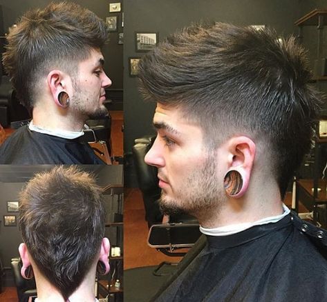 Mens Euro Hawk Haircut, Men Fohawk Fade Faux Hawk, Long Faux Hawk Men, Short Fauxhawk Fade Men, Faux Hawk Mens Haircut, Messy Faux Hawk, Mowhak Hairstyle For Boys, Tapered Faux Hawk, Fauxhawk Fade Men Faux Hawk