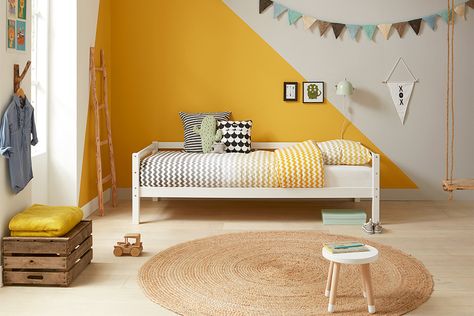 Yellow Boys Bedroom, Yellow Boys Room, Yellow Kids Bedroom, Kids Bedroom Paint, Yellow Kids Rooms, Blue Boys Bedroom, Future Bedroom Ideas, Boy Room Paint