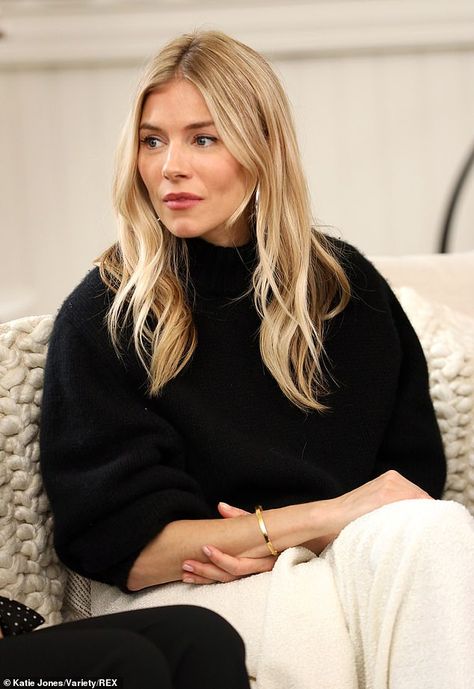 Sienna Miller Hair, Cream Maxi Skirt, Sienna Miller Style, Her Ring, Dark Blonde Hair, Sundance Film Festival, Blonde Hair Looks, Sundance Film, Sienna Miller