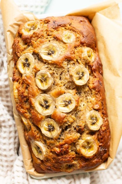 Greek Yogurt Banana Bread - iFoodReal.com Moist Banana Bread Recipe With Yogurt, Cottage Cheese Banana, Bread With Applesauce, Greek Yogurt Bread, Banana Bread With Applesauce, Greek Yogurt Banana Bread, Yogurt Banana Bread, Yogurt Bread, Yogurt Banana