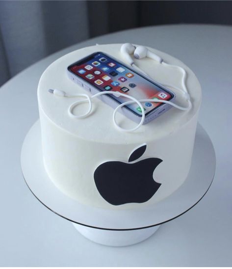 Happy Birthday Cake Writing, Name On Cake, Iphone Cake, Write Name On Cake, Birthday Cake Write Name, Apple Birthday, Birthday Cake Writing, Birthday Cake For Husband, Cake For Husband