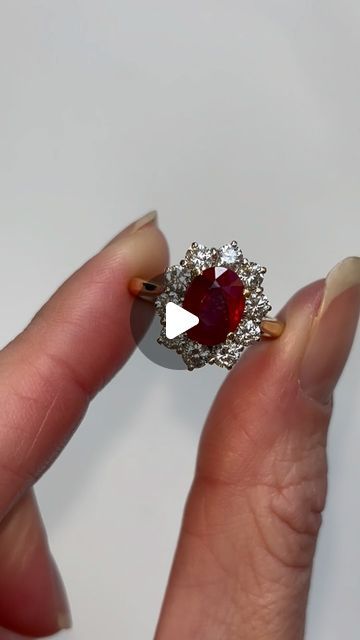 Wave Antiques on Instagram: "New In ♥️ An 18ct yellow gold ruby and diamond cluster ring. The ruby is estimated 2.15ct and surrounded by an estimated 1.15ct H/VS2-SI1 round brilliant diamonds. The head of the ring measures 15x12m and is a UK size M / US size 6 1/4. Available for £6250 ✨ Ref: 3288 #ruby #engagementring #engagementringgoals #engagementringideas #engagementringinspiration #rubyring #vintage #vintagerings #vintagejewelryaddict #vintagejewels #vintagejewelryforsale #vintagejewelry #vintagejewelleryforsale #vintagejewellery #antique #antiquerings #antiquejewelry #antiquejewels #antiquejewelryaddiction #antiquejewelleryaddiction" Antique Ruby Ring, Engagement Ring Inspiration, Diamond Cluster Ring, Vintage Jewels, Ruby Ring, Diamond Cluster, Antique Jewellery, The Head, Antique Rings