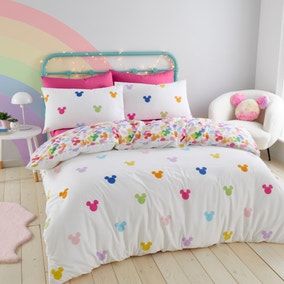 Disney Girls Room, Mickey Mouse Bedroom, Dunelm Bedding, Rainbow Bedroom, Rainbow Bedding, Disney Bedrooms, Print Duvet Cover, Kids Duvet Cover, Toddler Bedding