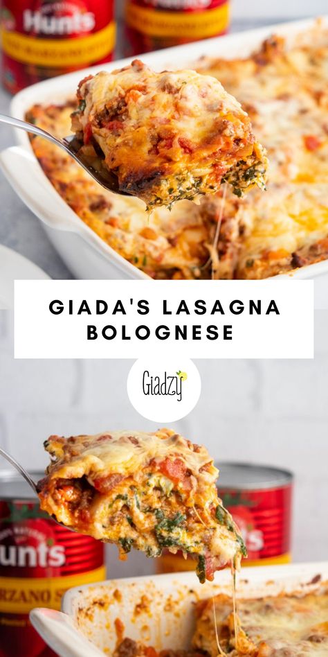 Giada's Lasagna Bolognese is super easy to make. Whether you’re hosting an intimate dinner for friends or a reunion-worthy family gathering, there’s nothing simpler ( or more crowd-pleasing!) than baked pasta. The ease of assembling in advance, then setting-and-forgetting it in the oven as it reaches bubbly golden-perfection while guests arrive, is unparalleled. And when it comes to crowd-pleasing baked pasta, it doesn’t get more delicious than lasagna bolognese! Lasagna Recipe For A Crowd, Giadas Lasagna Recipe, Giada's Lasagna, Lasagna Recipe Giada, Giada Lasagna Recipe, Lasagna Giada De Laurentiis, Giada De Laurentiis Lasagna Recipes, Top Rated Pasta Recipes, Bolognese Baked Pasta