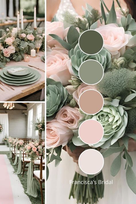 Wedding Color Palette Ideas, Sage Green Wedding Colors, Wedding Theme Color Schemes, Spring Wedding Color Palette, Pink Wedding Colors, Wedding Themes Spring, Wedding Theme Ideas, Wedding Color Pallet, Fall Wedding Color Palette