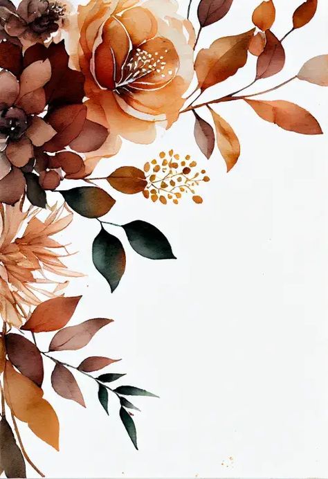 Free Watercolor Brown Flower on White Background Image Rustic Flowers Background, Rustic Floral Background, Floral Vector Design, Flower On White Background, Brown Wedding Invitations, Flower Brown, Flower Background Images, Orange Wedding Flowers, Wedding Invitation Background