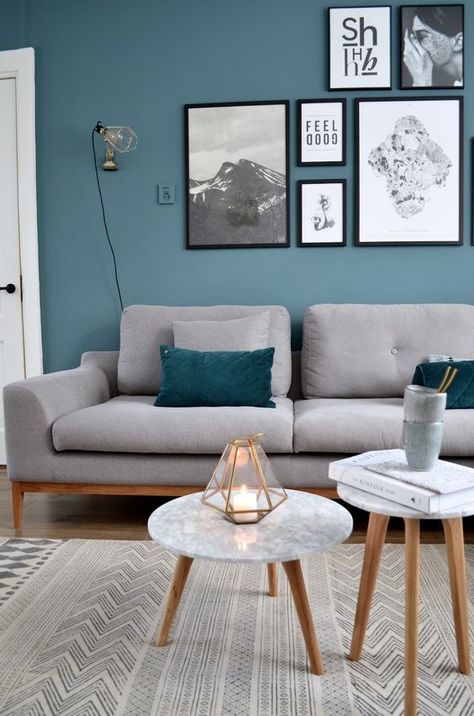 Turquoise Room, Scandinavian Design Living Room, Teal Living Rooms, Furnitur Ruang Keluarga, Living Room Photos, 아파트 인테리어, Living Room Scandinavian, Blue Living Room, Living Room Grey