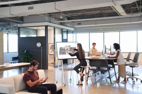 Office Collaboration Area, Smart Boards, Collaboration Area, Innovation Lab, Mobile Stand, Stand Up Desk, Making Space, Collaboration Space, Open Office