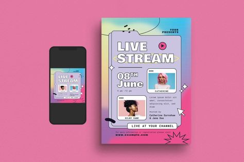 Tiktok Design, Live Tiktok, Graphic Design Trends, Flyer Design Templates, Event Flyer, Blog Marketing, Creative Entrepreneurs, Post Design, Live Stream