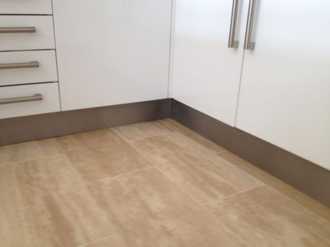 Our plinth is made using our standard 304 grade, 0.9mm thick brushed stainless steel.  This flat sheet can be supplied to bond to existing plinth, for those on a budget looking to simply refresh a kitchen space.  We also bond the steel onto 13mm or 19mm white faced mdf; the steel is applied to the face only and folds to the left and right hand ends can be added as required. Add a silicon sealing strip to the 19mm only to complete the look. #stainlesssteel #plinths #kickboards #busyhousehold Kitchen Plinth Ideas, Kitchen Plinth, Face Only, Stainless Steel Panels, House Kitchen, Brushed Aluminum, Design Kitchen, Kitchen Colors, Brushed Stainless Steel