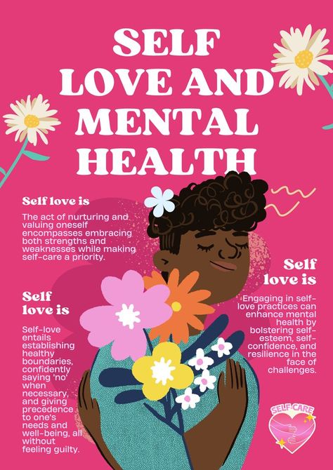 Self Love Poster, Mental Health Poster, Health Poster, Mental Health Posters, Love Post, School Tips, Love Posters, Poster Templates, Mental Health Matters