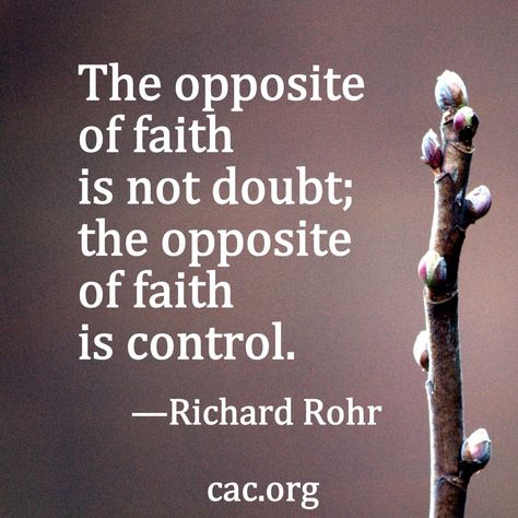 Faith = the opposite of control Richard Rohr Quotes, Surrender Quotes, Richard Rohr, Balance Quotes, Control Quotes, Contemplative Prayer, Attraction Quotes, Quotable Quotes, Faith Quotes