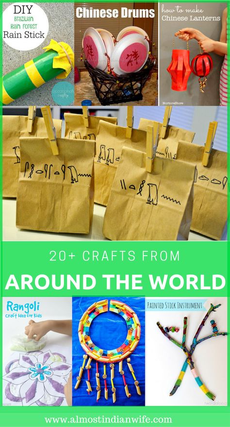 20+ Crafts Around The World — The Almost Indian Wife World Crafts For Kids, Crafts Around The World, Around The World Crafts, Around The World Crafts For Kids, Crafts From Around The World, Multicultural Art, Around The World Theme, Arts And Crafts For Adults, Cultural Crafts