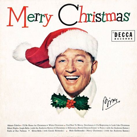 That Christmasy Feeling on Instagram: “Classic. Love that holly bow tie. Bing Crosby, Merry Christmas 1955, image via Discogs.” Bing Crosby Aesthetic, Bing Crosby Christmas, Christmas Album Covers Aesthetic, Christmas Vintage Aesthetic, Christmas Album Covers, Kate Nauta, Faith Of Our Fathers, Computer Background, Christmas Tunes