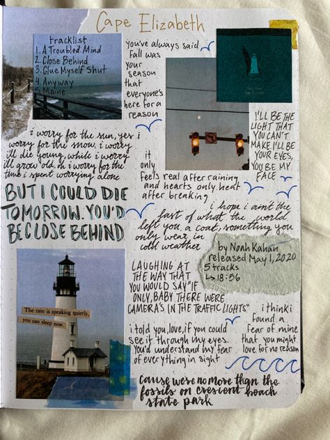 Noah Kahan Cape Elizabeth Tattoo, Noah Kahan Cape Elizabeth, Cape Elizabeth Noah Kahan, Noah Kahan Art, Noah Khan, Folk Malone, Stick Season, Cape Elizabeth, Habit Tracker Bullet Journal