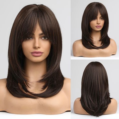 PRICES MAY VARY. 【Wig Style】Naturally long straight hair, stylish and beautiful, long straight hair wigs are suitable for all styles, full of charm and a touch of cuteness, which makes people shine. 【Hair Material】Selected High Quality Synthetic - 100% Japanese Kanekalon fiber allows changing style freely by curling iron（160℃/320℉）. 【Wig Cap Structure】The hairnet of this wig is of average size, between 21.5 and 22.5 inches. It fits most people's heads. It is comfortable, light and breathable, an Medium Haircut With Long Layers, Sushi Recipes Shrimp, Haircuts For Medium Length Hair Layered, Medium Length Hair Straight, Layers Medium, Medium Length Haircuts, Recipes Shrimp, Haircuts For Medium Length Hair, Shine Hair