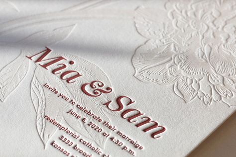 Learn letterpress: The Basics — Sal Studios | Letterpress Wedding Invitations Embossed Invitations, Blind Emboss, Luxury Box Packaging, Framed Words, From Dress, Wedding Branding, Letterpress Invitations, Letterpress Wedding, Letterpress Wedding Invitations