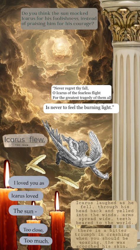 Icarus Aesthetic, The Fall Of Icarus, Daedalus And Icarus, Phone Backgrounds, The Fall, In This Moment