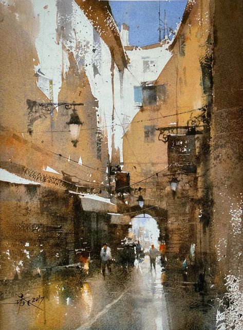 Chien Chung Wei, Thomas Schaller, Joseph Zbukvic, Watercolor City, Watercolor Workshop, Watercolor Architecture, People Walking, Watercolour Inspiration, City Painting