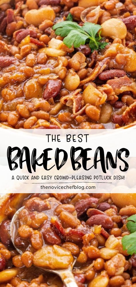 4 Bean Baked Beans, Baked Bean Side Dish Recipes, Beans For A Crowd Potlucks, 4th Of July Baked Beans, Baked Beans For A Crowd Parties, Baked Beans Side Dish, Summer Baked Beans, Beans For Bbq, Potluck Beans