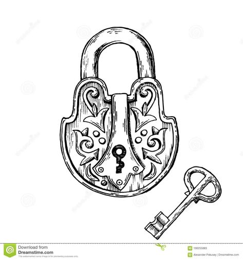 Lock And Key Drawing, Vintage Lock And Key, Key Drawing, Lock Drawing, Lock Tattoo, Key Drawings, Cool Lock, Art Deco Buildings, Vintage Keys