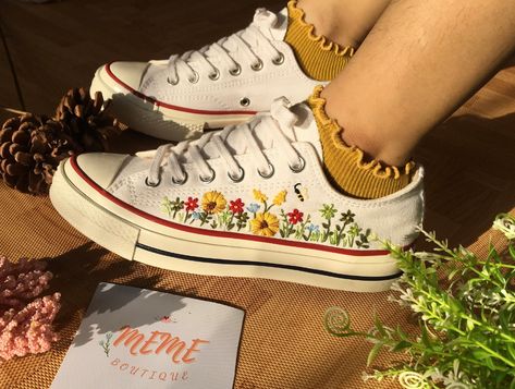 Flower Converse, Bride Converse, Converse Embroidery, Baskets Converse, Embroidered Converse, Converse Custom, Low Top Converse, Converse Low, Style Converse