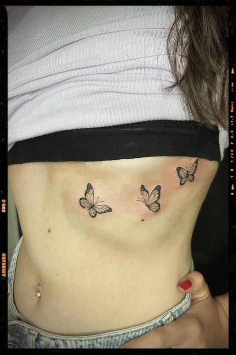 Butterfly On Ribs Tattoo, Rib Tattoo Butterfly, Chest Tattoo Female Butterfly, Butterfly Ribcage Tattoo, Rib Butterfly Tattoo, Butterfly Tattoo On Ribs, Butterfly Underboob Tattoo, Small Leg Tattoo, Butterfly Tattoo On Stomach