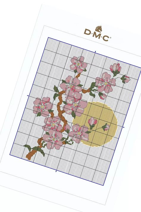 Cherry Blossom - DMC Cherry Blossom Cross Stitch, Cross Stitch Needles, Embroidery Scissors, Merino Wool Yarn, Free Sign, Cross Stitch Patterns Free, Free Cross Stitch, Embroidery Needles, Pink Tone