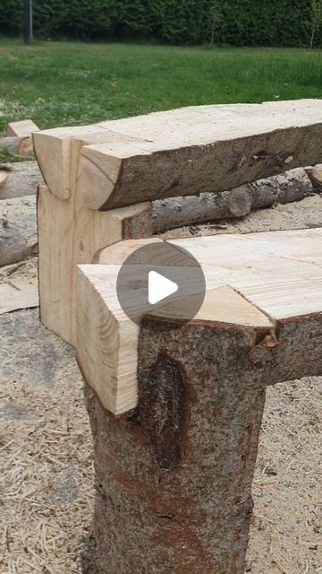 Rustic Wood Bench, Log Bench, Log Projects, Rustic Log Furniture, Dove Tail, The Dove, Wood Joints, Log Furniture, Wood Logs