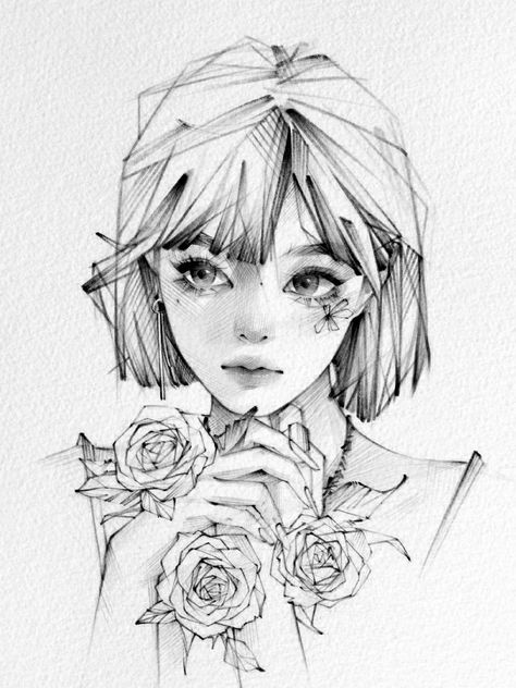 Manhwa Style, Stylized Portraits, Realistic Sketch, Semi Realism, Semi Realistic, Portraiture Drawing, Portrait Sketches, Realism Art, Art Drawings Sketches Creative