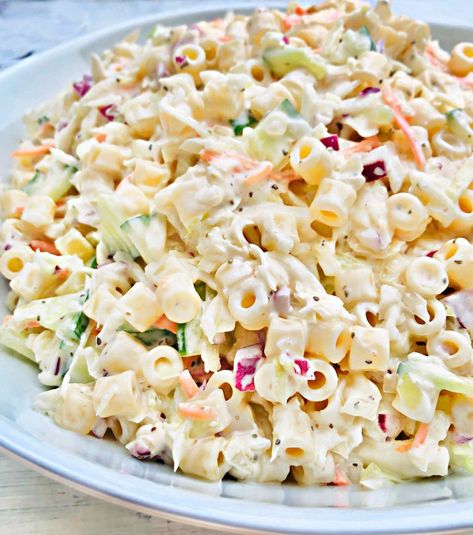 Best Macaroni Coleslaw Salad Recipe 12 Pasta Salad With Coleslaw, Salad With Coleslaw, Coleslaw Pasta Salad, Coleslaw Pasta, Pasta Salad Ideas, Vegan Coleslaw, Coleslaw Salad, Coleslaw Dressing, Ranch Pasta Salad