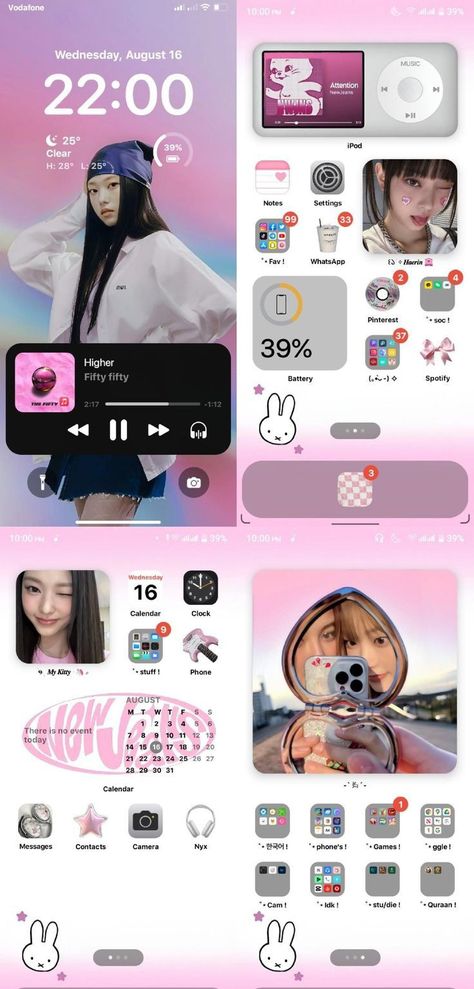 New Jeans Ios Layout, Kpop Ios Layout, New Jeans Kpop, Haerin New Jeans, Layout Homescreen, Homescreen Idea, Newjeans Kpop, Ios Layout, Android Theme