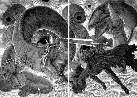 Berserk Manga Artwork One Punch Man Manga Panels, Berserk Manga Panels, Nosferatu Zodd, Guts Berserker, Berserk Panels, Epic Backgrounds, Berserk Art, Anime Berserk, Demon Dog