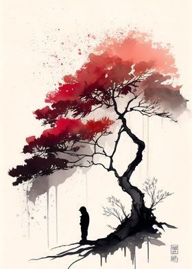 Japanese Watercolor... Japanese Style Watercolor, Japanese Tree Art, Japanese Inspired Art, Japanese Ink Painting, Animal Tattoo Ideas, Japanese Tree, Japan Painting, Japanese Watercolor, Chinese Art Painting