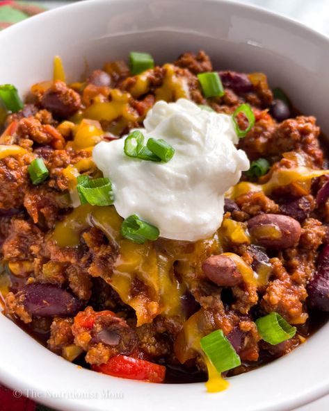 Chili Recipe High Protein, High Protein Chili Recipes, Protein Chilli, High Protein Chili, Low Calorie Chili, Protein Chili, Packed Meals, Ground Beef Chili, Beef Chili Recipe