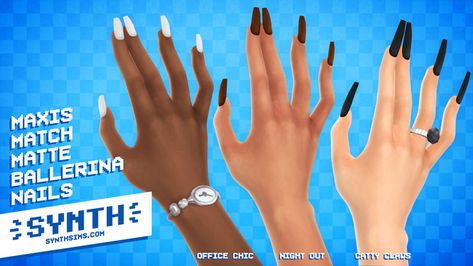 Ballerina Shaped Nails, Cc Nails, Sims 4 Nails, Chipped Nail Polish, Los Sims 4 Mods, Ballerina Jewelry, Makeup Cc, Natural Nail Art, Sims 4 Cc Shoes