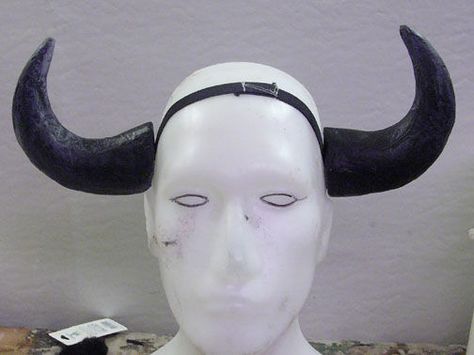 attaching horns to elastic headband Diy Bull Horns, Diy Bull Horns Headband, Diy Horns Headband, Horns Headband, Black Horned Costume Accessories For Cosplay Events, Black Horned Headpieces For Costume, Adjustable Horned Costume Accessories, Outer Ear, Horn Headband