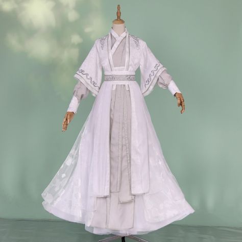 Hanfu Men White, Hanfu Sleeves, White Hanfu Male, Fantasy Fashion Male, Hanfu White, Men Hanfu, Male Hanfu, Hanfu Male, Hanfu Cosplay