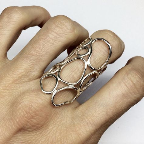 For those who love big rings........ #etsy #handmade #instadaily #photooftheday #organic #design #jewelrydesigner #madeingreece #greekdesigners #greek #contemporaryjewellery #ring #кольцо #jewelrygram #inspo #instajewelry #onlineshop #katiav #schmuck #joyeria #gioielli #anello #bijouxcreateur #bijoux #fashionjewelry #jewelryforsale #showmeyourrings #handmadejewelry #fattoamano #custom Sterling Silver Statement Ring, Big Silver Rings, Organic Shape Jewelry, Big Rings For Women, Architectural Rings, Statement Rings Unique, Funky Rings, Big Ring, Silver Statement Earrings